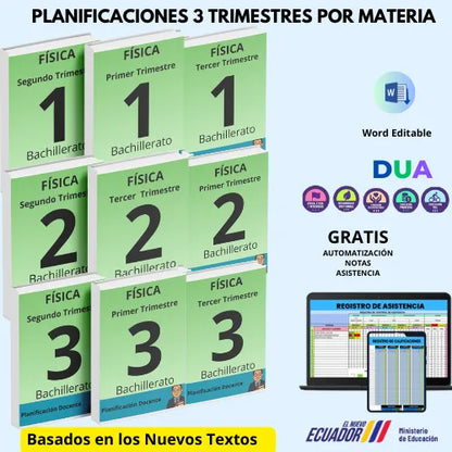 Hiper Pack Docente® Física  1ero,2do y 3ero BGU