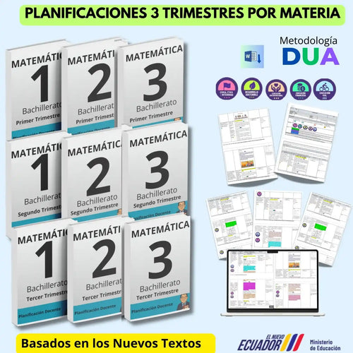 Hiper Pack  Docente® Matemática 1ero,2do y 3ero BGU