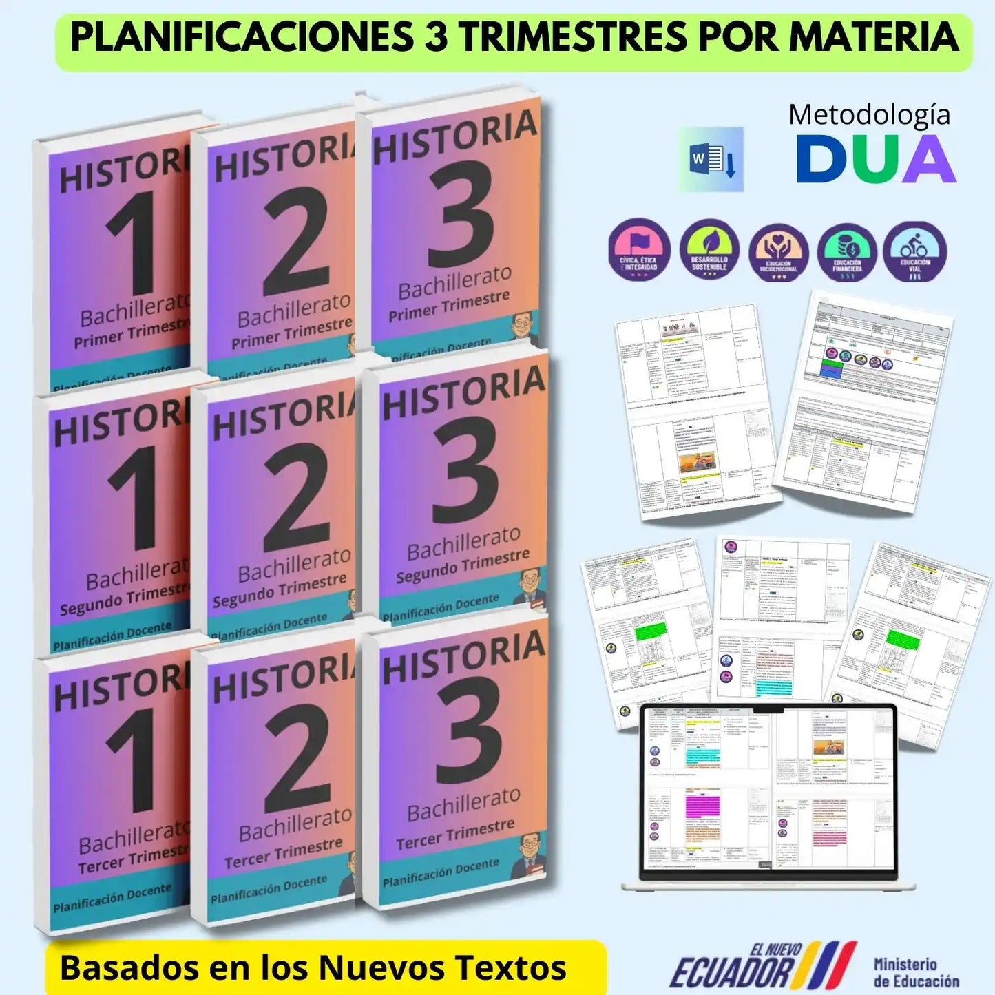 Hiper Pack Docente® Historia 1ero,2do y 3ero BGU